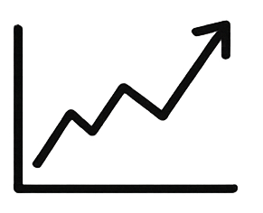 A stock chart with an upwards arrow indicating successful investment results.